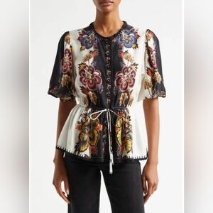 FARM Rio peplum blouse, NWOT